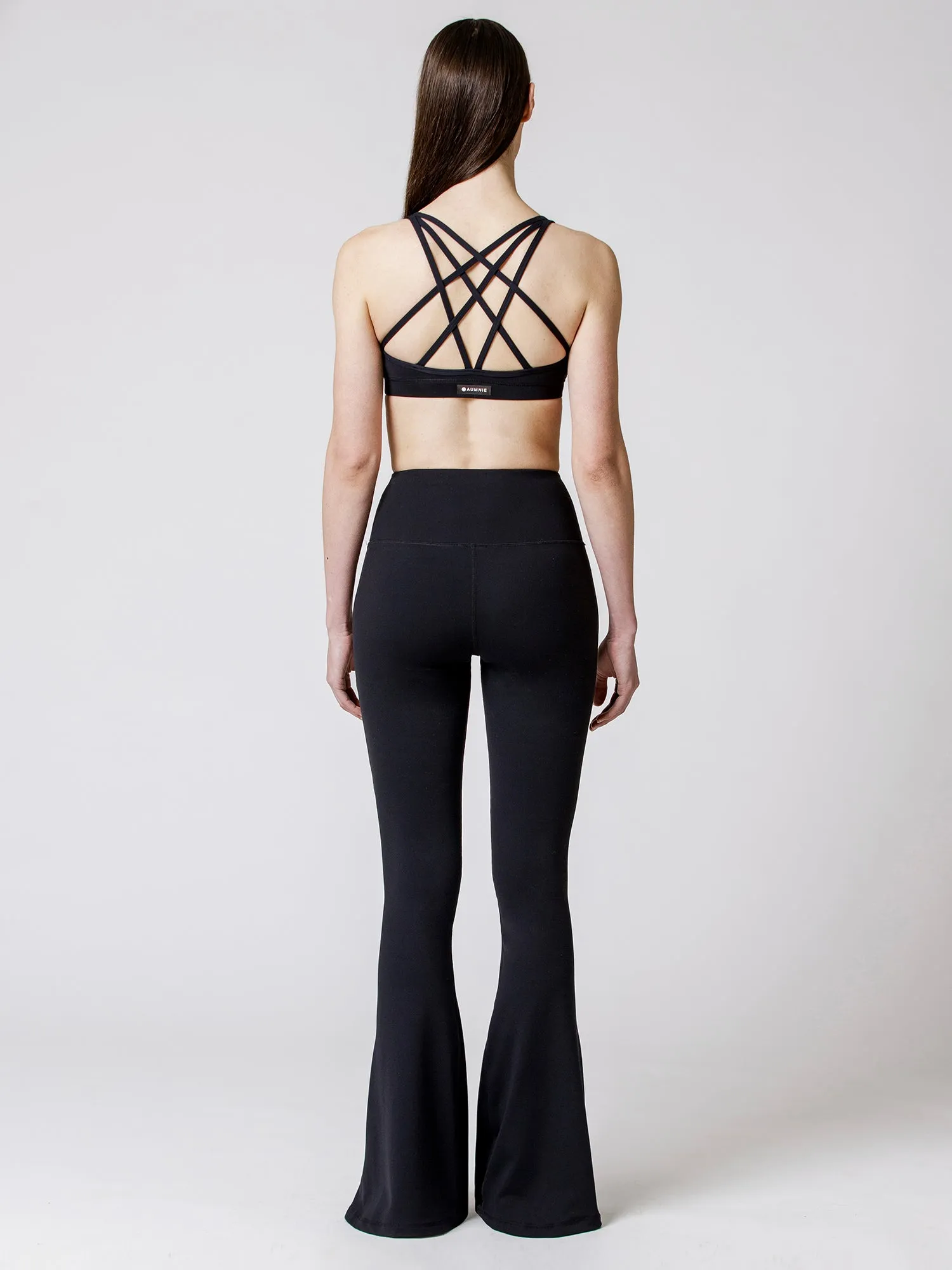 SIDE SLIT HIGH WAIST FLARE PANTS, BLACK