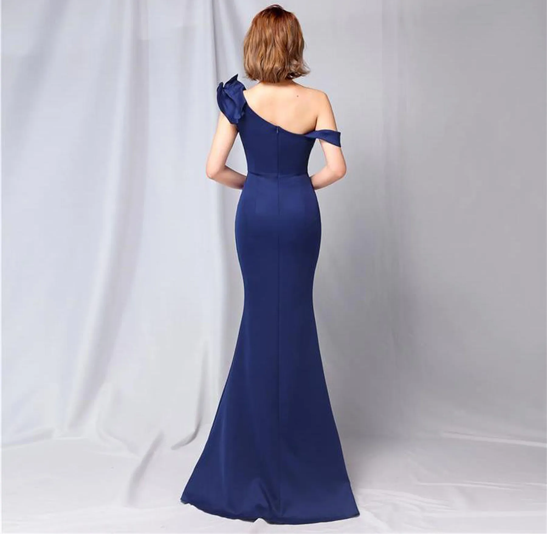 Single Ruffle Shoulder Maxi Dress