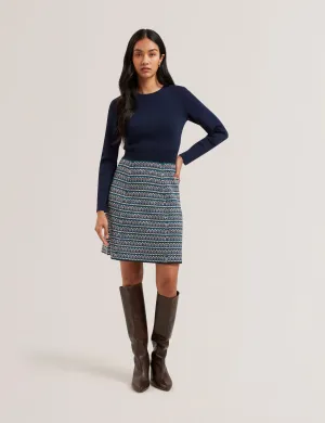 Skylhaa Interest Stitch Knitted Mini Skirt Navy