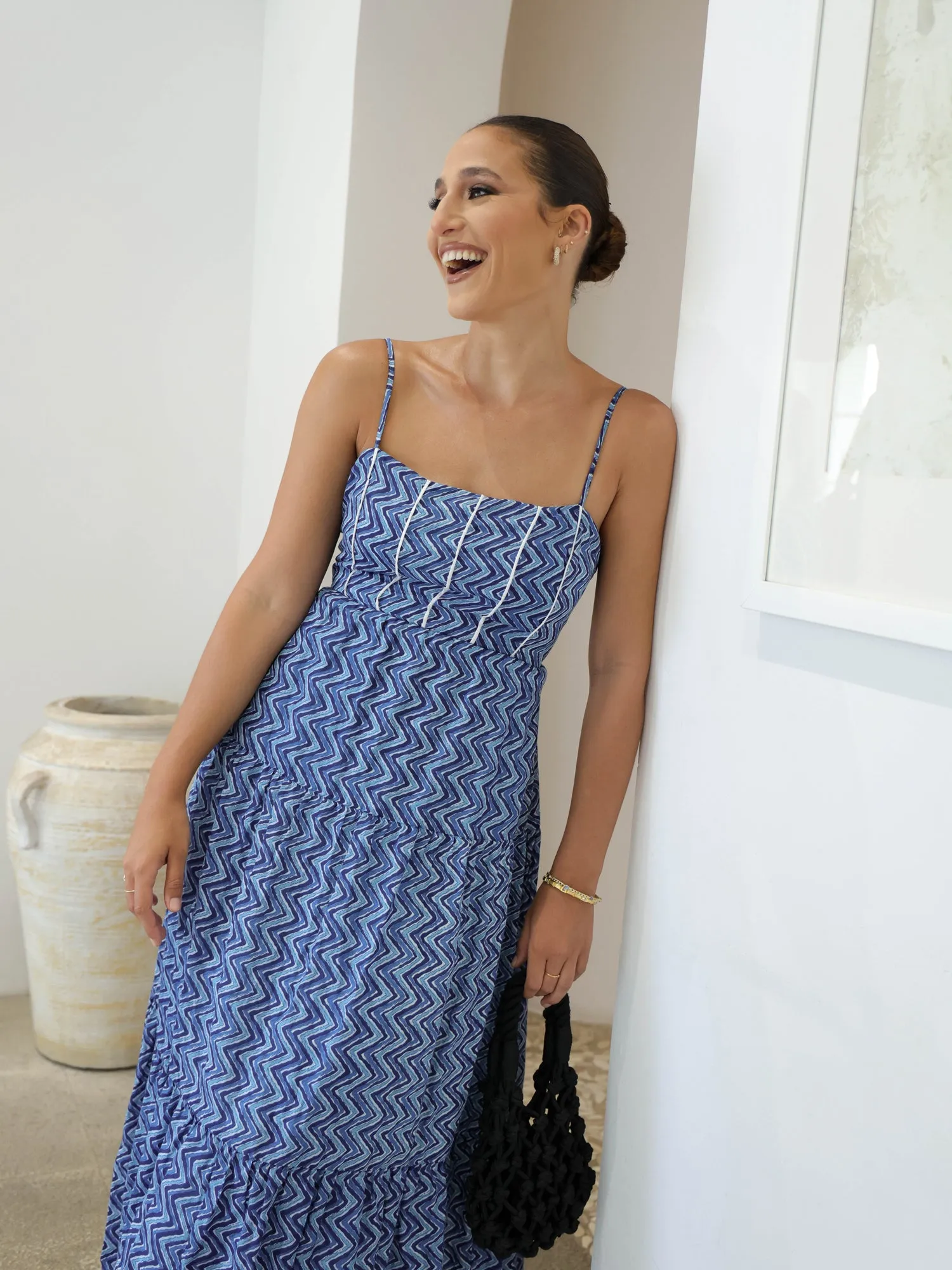 Sleeveless Back Tie Up Maxi Dress