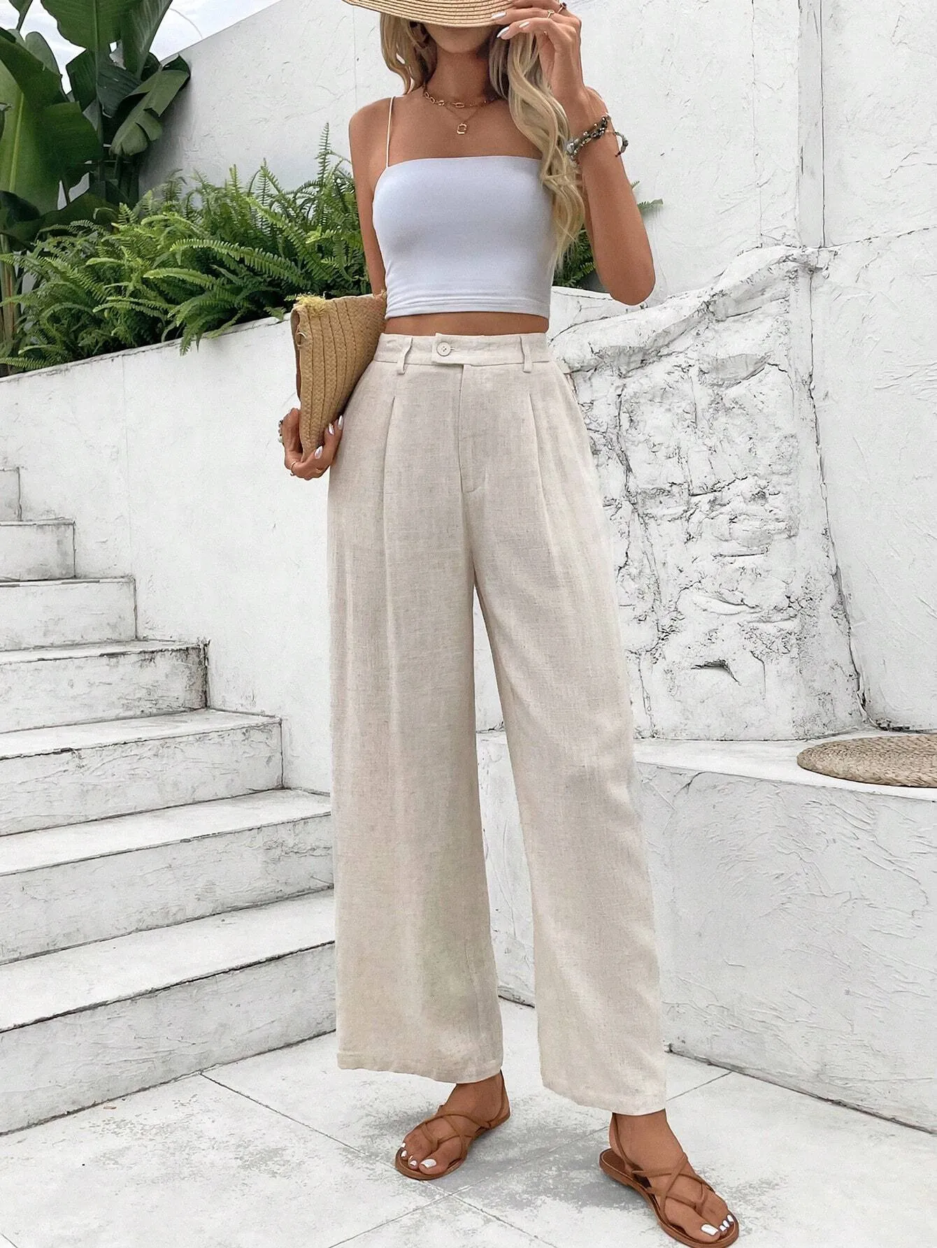 SOLANE | Linen Straight-Leg Trousers