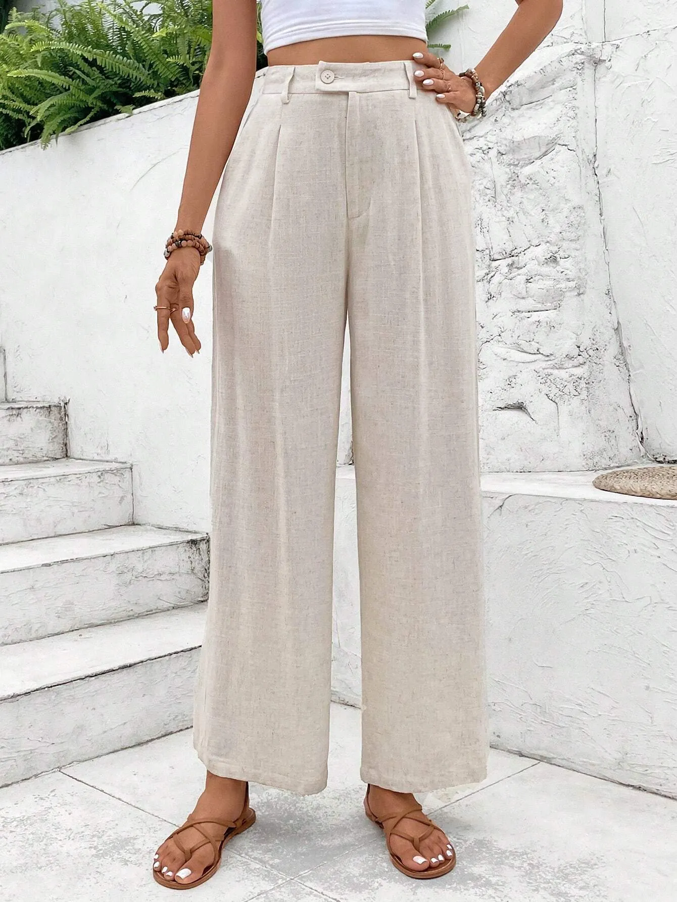 SOLANE | Linen Straight-Leg Trousers