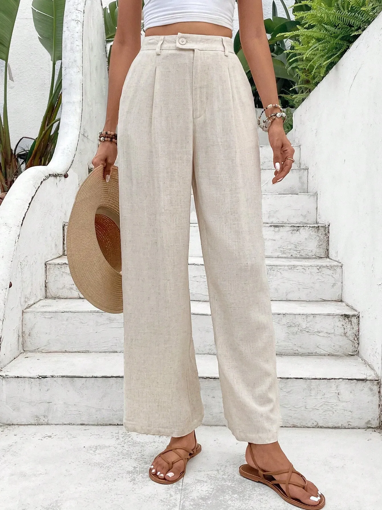 SOLANE | Linen Straight-Leg Trousers