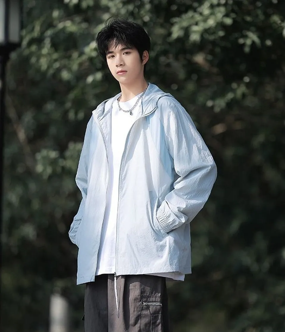 Solid Color Summer Windbreaker with UPF50  Sun Protection