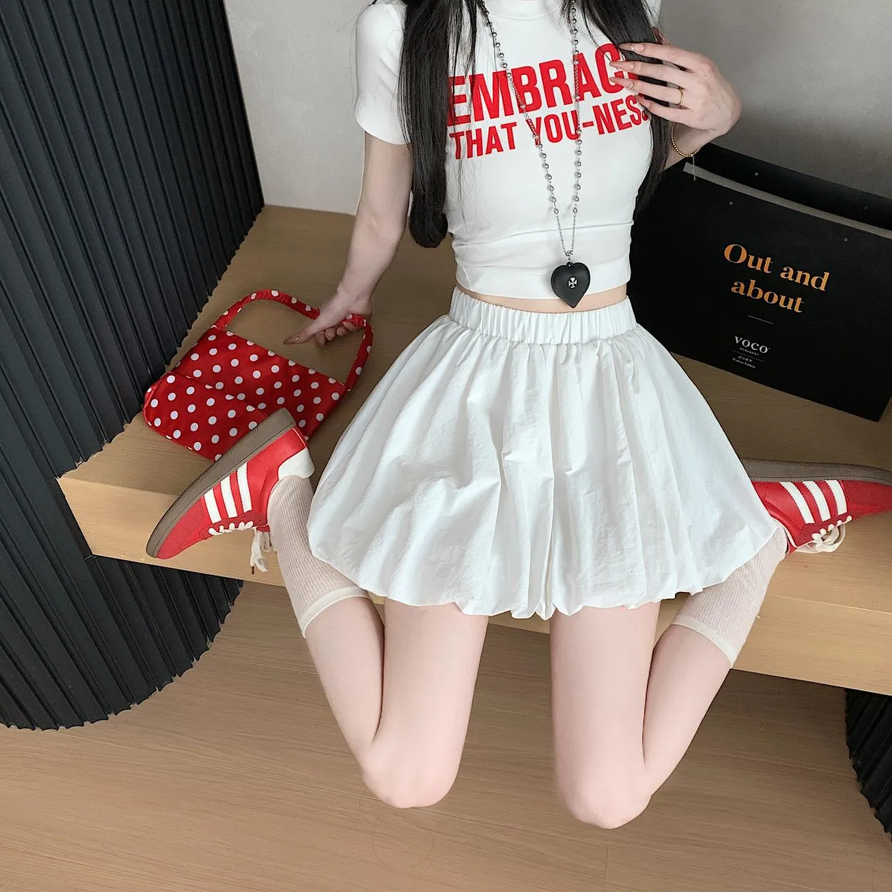 Solid High-Waisted A-line Mini Skirt with an Elastic Waist