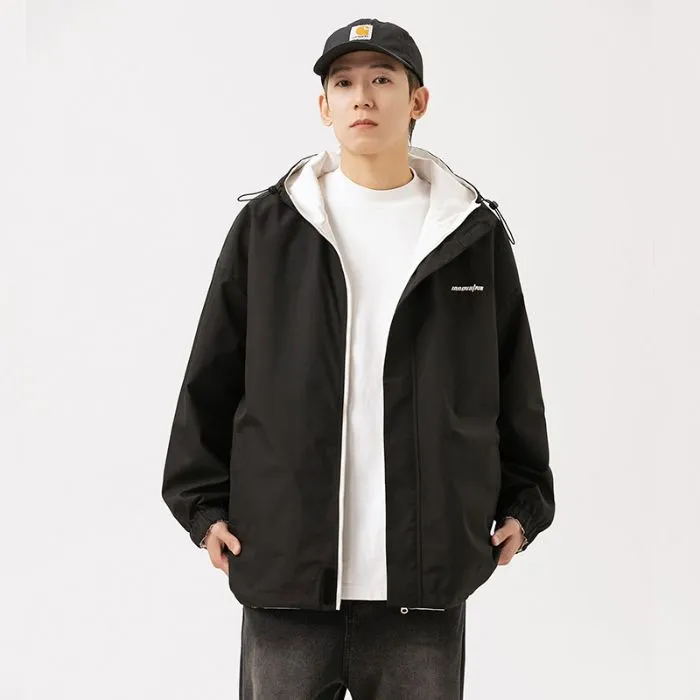 Solid Relaxed-Fit Double-Sided Rain Jacket for Ultimate Comfort
