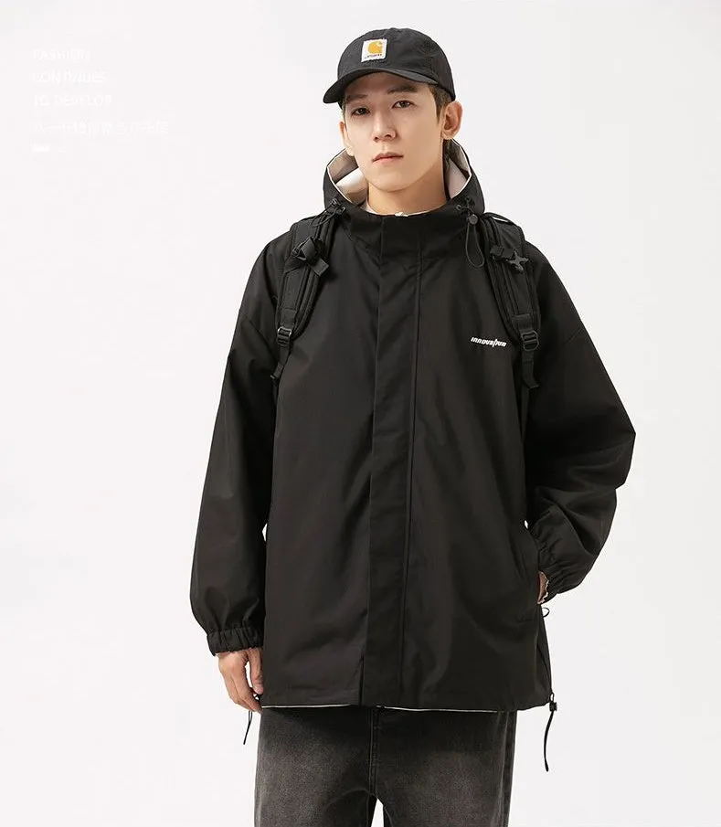 Solid Relaxed-Fit Double-Sided Rain Jacket for Ultimate Comfort