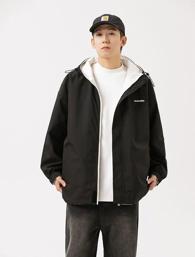 Solid Relaxed-Fit Double-Sided Rain Jacket for Ultimate Comfort