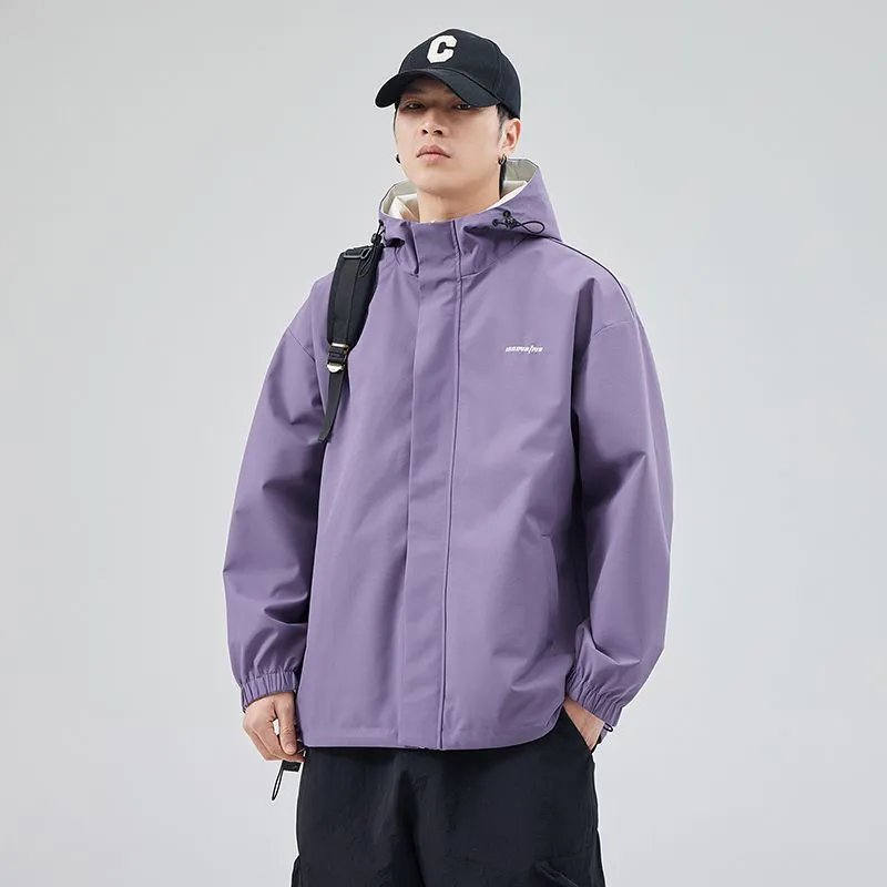 Solid Relaxed-Fit Double-Sided Rain Jacket for Ultimate Comfort