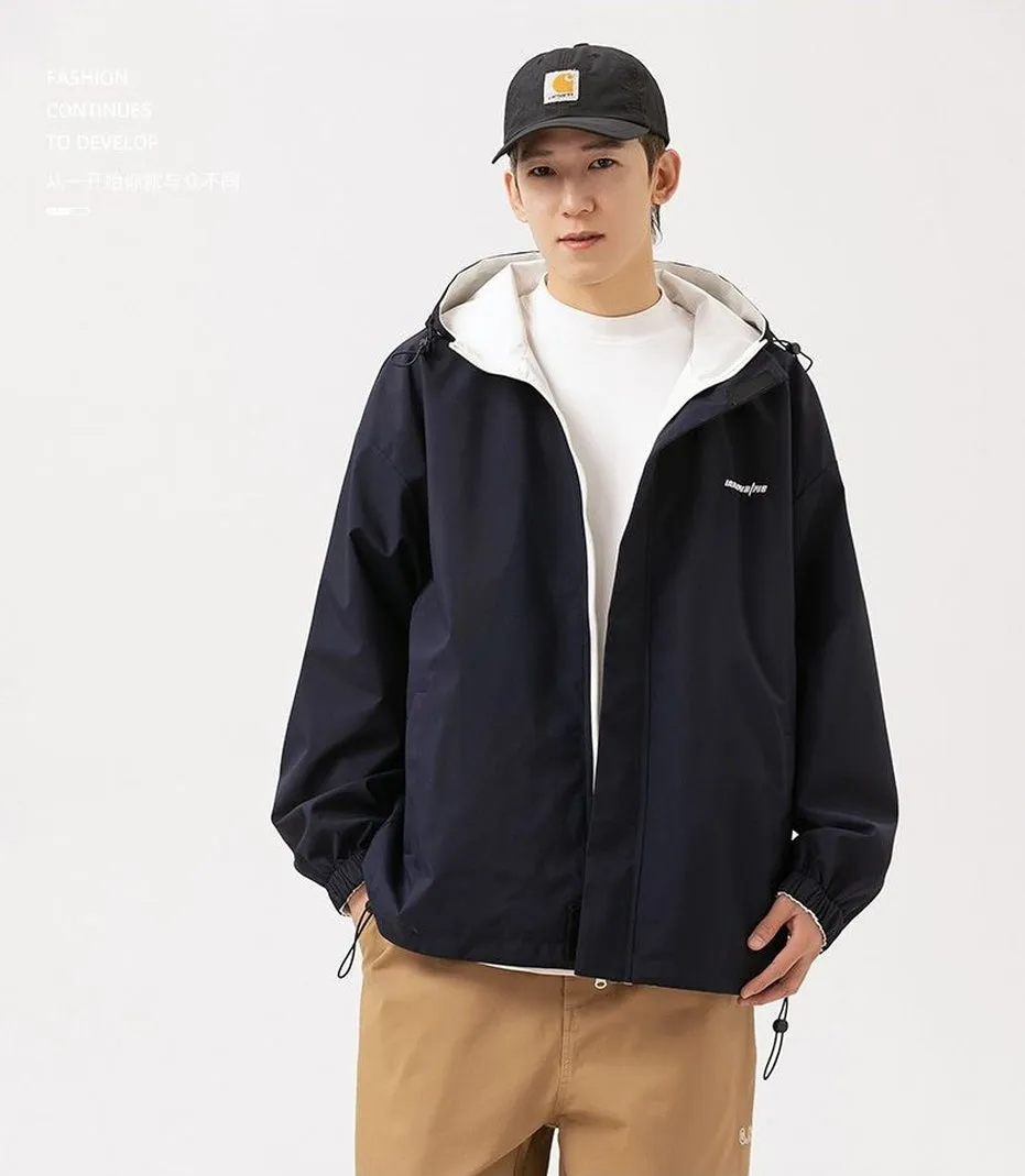 Solid Relaxed-Fit Double-Sided Rain Jacket for Ultimate Comfort