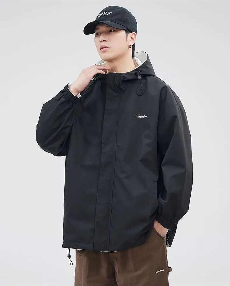 Solid Relaxed-Fit Double-Sided Rain Jacket for Ultimate Comfort