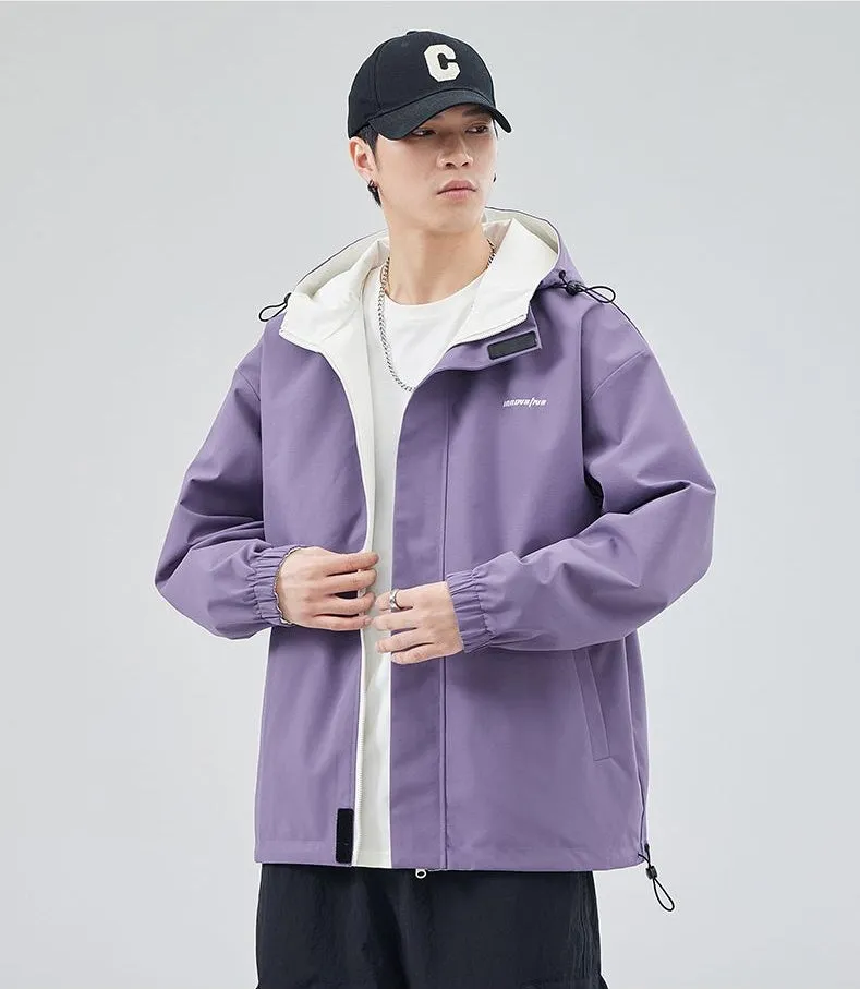 Solid Relaxed-Fit Double-Sided Rain Jacket for Ultimate Comfort