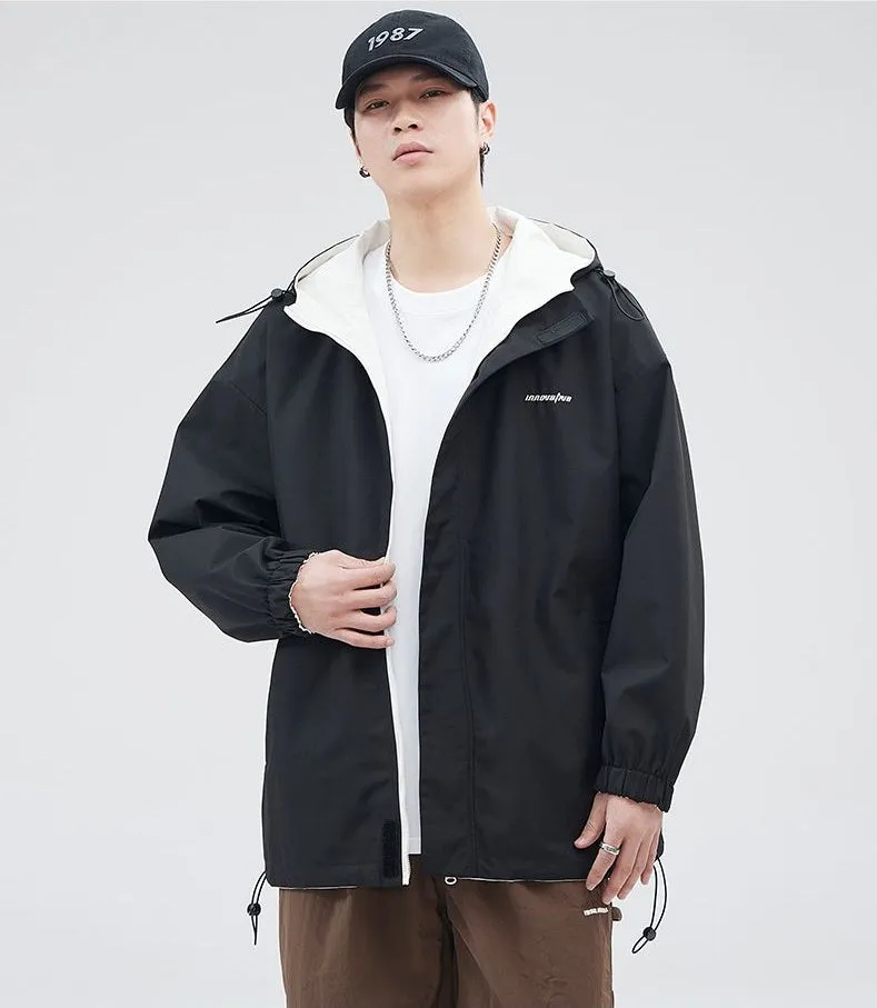 Solid Relaxed-Fit Double-Sided Rain Jacket for Ultimate Comfort