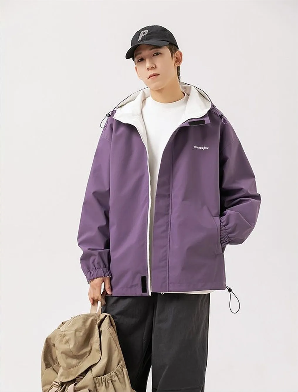 Solid Relaxed-Fit Double-Sided Rain Jacket for Ultimate Comfort