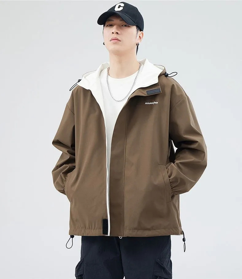 Solid Relaxed-Fit Double-Sided Rain Jacket for Ultimate Comfort
