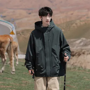 Solid Stain-resistant Relaxed-fit Raincoat for Outdoor Adventures
