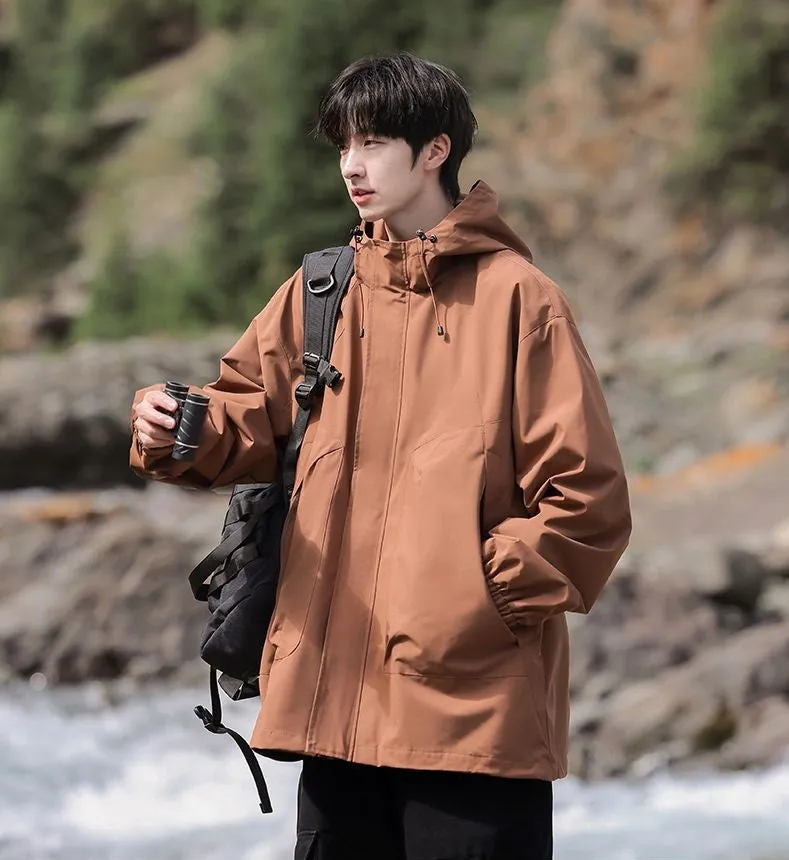 Solid Stain-resistant Relaxed-fit Raincoat for Outdoor Adventures
