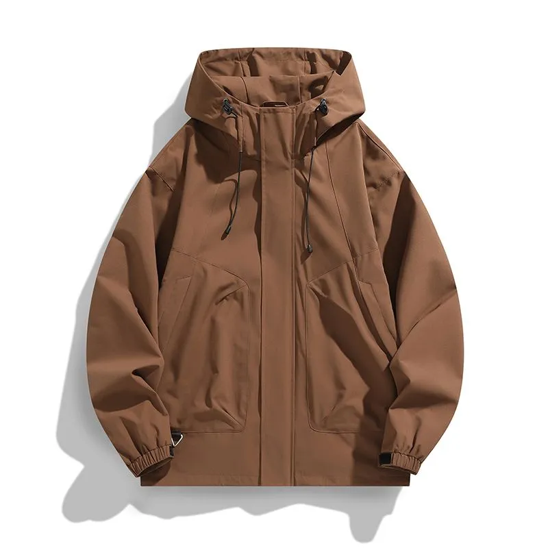 Solid Stain-resistant Relaxed-fit Raincoat for Outdoor Adventures