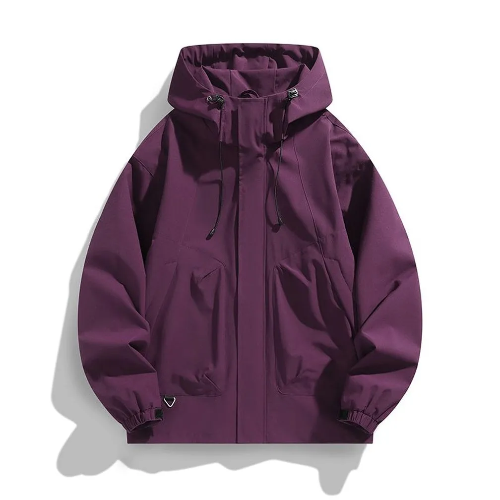 Solid Stain-resistant Relaxed-fit Raincoat for Outdoor Adventures