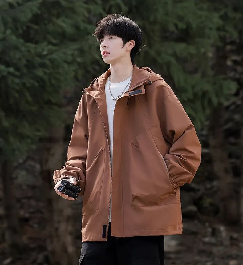 Solid Stain-resistant Relaxed-fit Raincoat for Outdoor Adventures