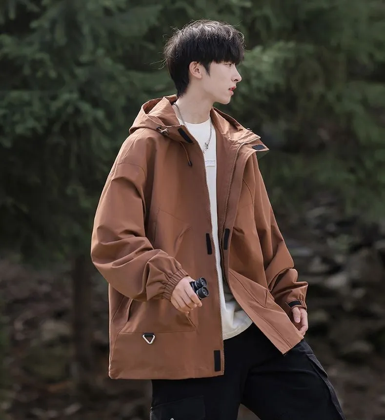 Solid Stain-resistant Relaxed-fit Raincoat for Outdoor Adventures