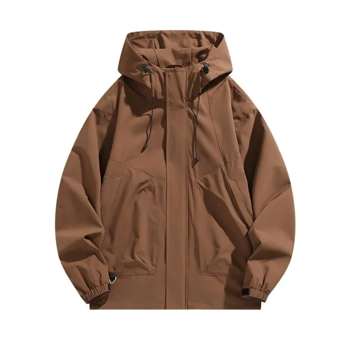 Solid Stain-resistant Relaxed-fit Raincoat for Outdoor Adventures
