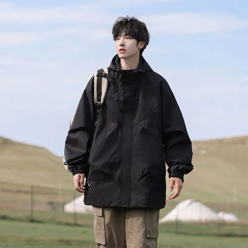Solid Stain-resistant Relaxed-fit Raincoat for Outdoor Adventures