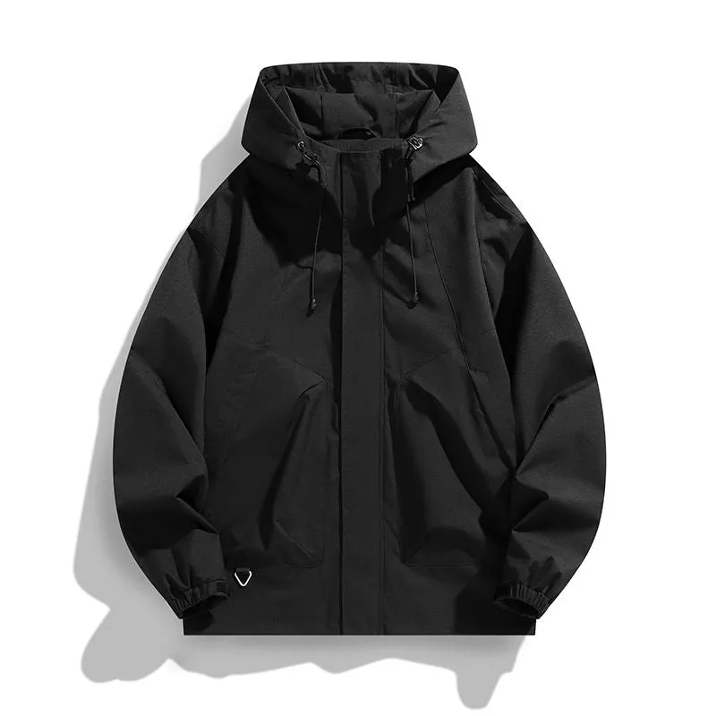 Solid Stain-resistant Relaxed-fit Raincoat for Outdoor Adventures