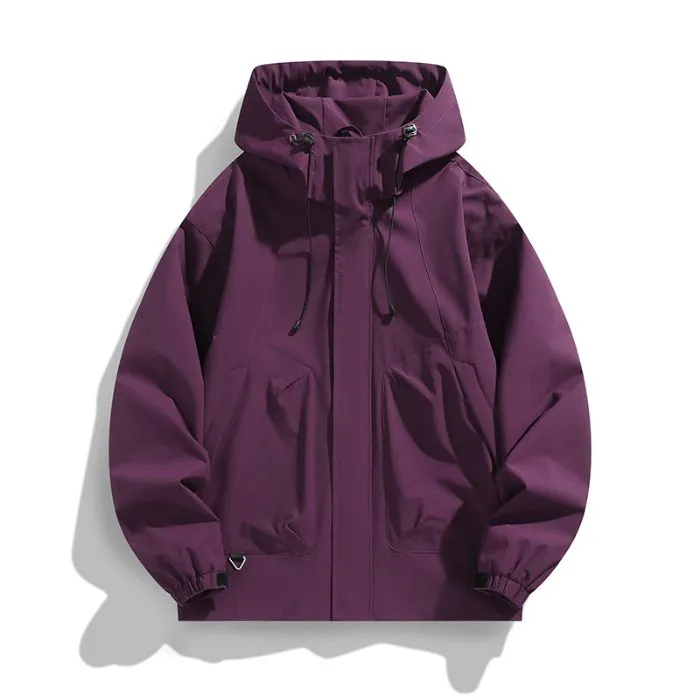Solid Stain-resistant Relaxed-fit Raincoat for Outdoor Adventures