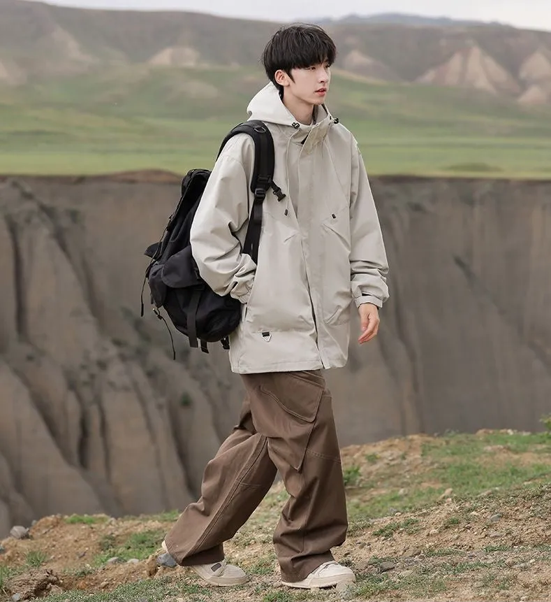 Solid Stain-resistant Relaxed-fit Raincoat for Outdoor Adventures