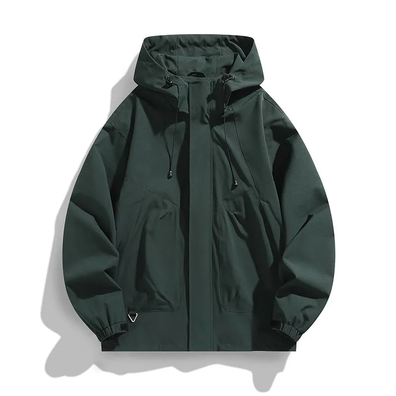 Solid Stain-resistant Relaxed-fit Raincoat for Outdoor Adventures
