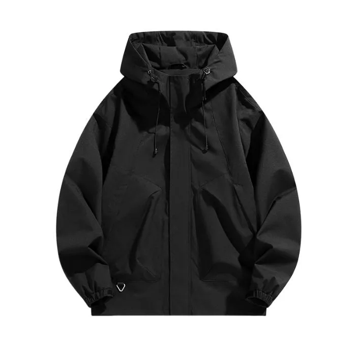 Solid Stain-resistant Relaxed-fit Raincoat for Outdoor Adventures