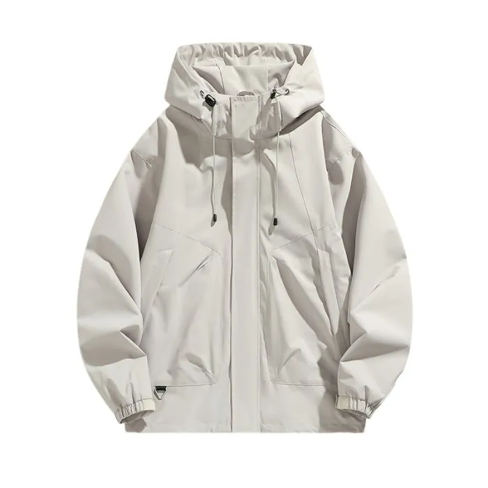 Solid Stain-resistant Relaxed-fit Raincoat for Outdoor Adventures