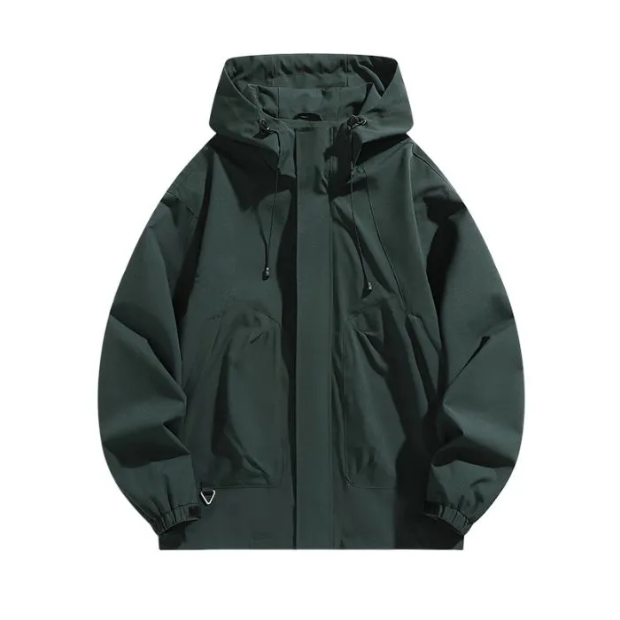 Solid Stain-resistant Relaxed-fit Raincoat for Outdoor Adventures