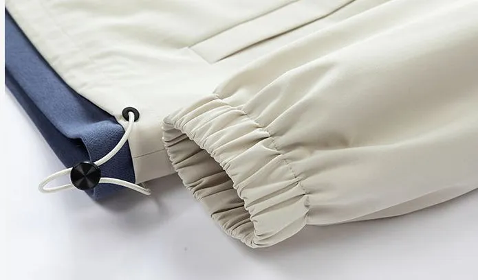 Solid Windbreaker Style Rain Coat with Relaxed-Fit and Cuffs