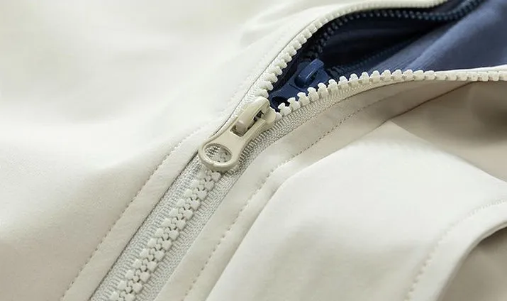 Solid Windbreaker Style Rain Coat with Relaxed-Fit and Cuffs