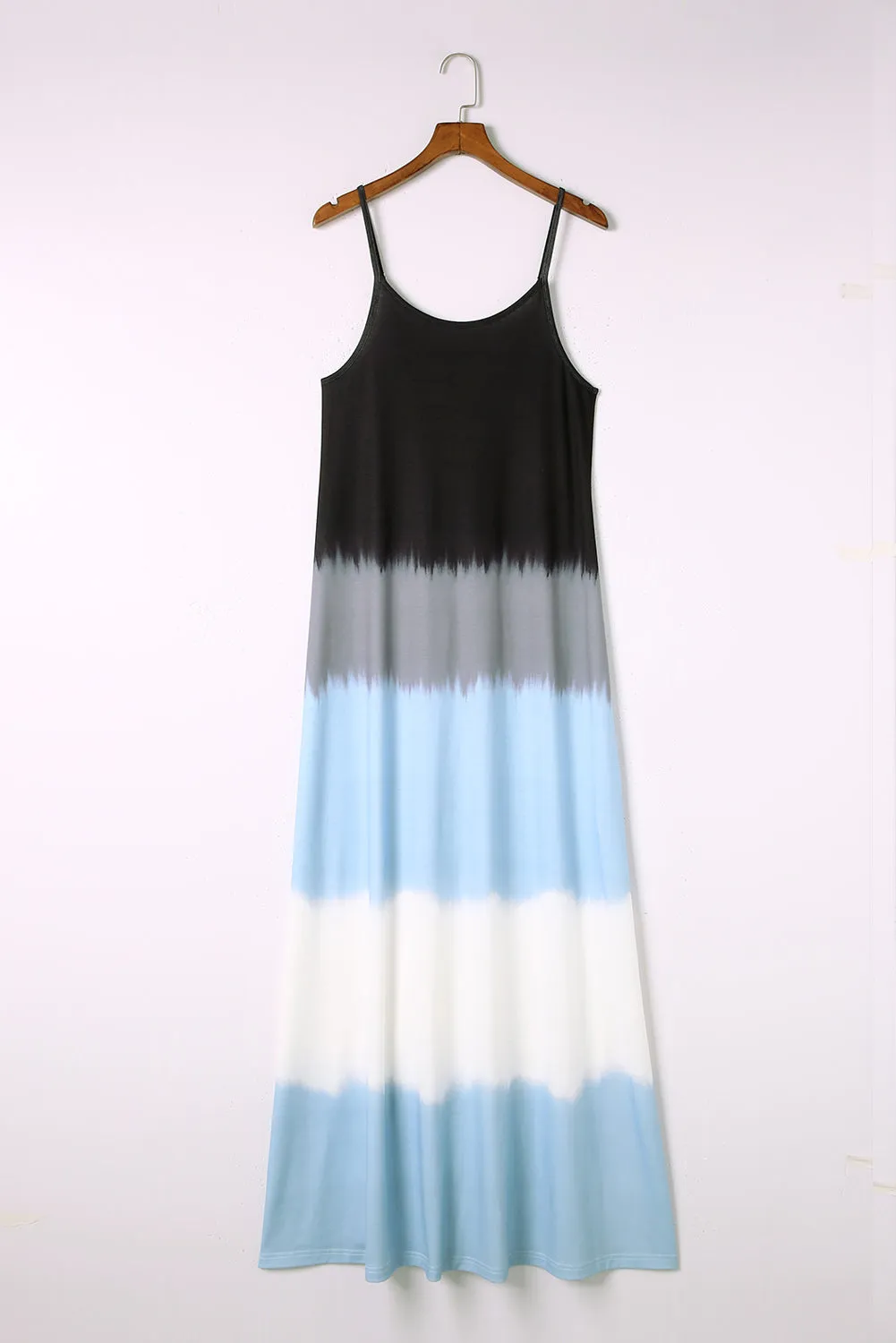 Spaghetti Strap Tie Dye Slit Maxi Dress
