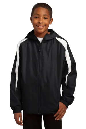 Sport-Tek Youth Fleece-Lined Colorblock Jacket. YST81 Black/ White