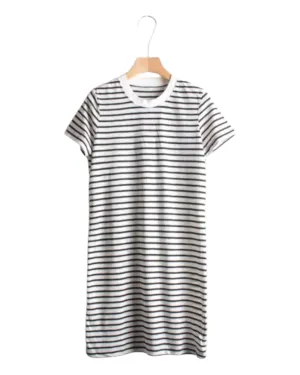 Striped Crew-Neck T-Shirt Dress