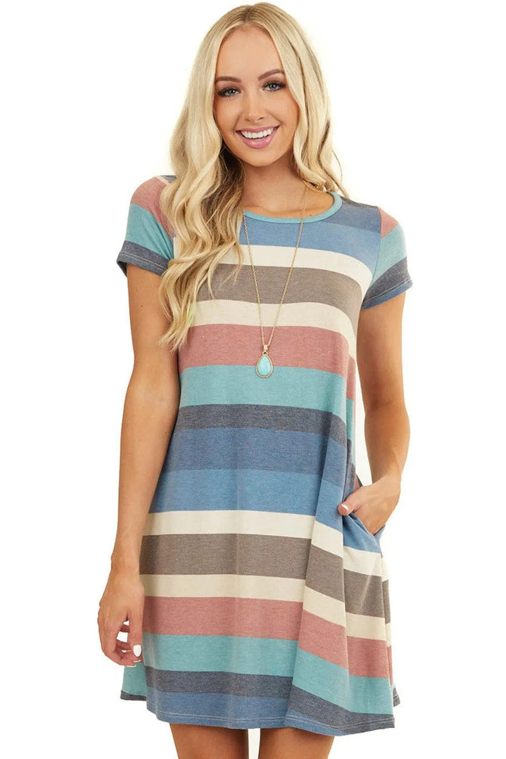 Striped Pocket Tee Dress