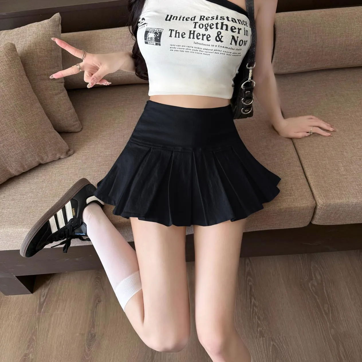 Stylish A-Line Solid Color Pleated Skirt - Perfect Mini Length