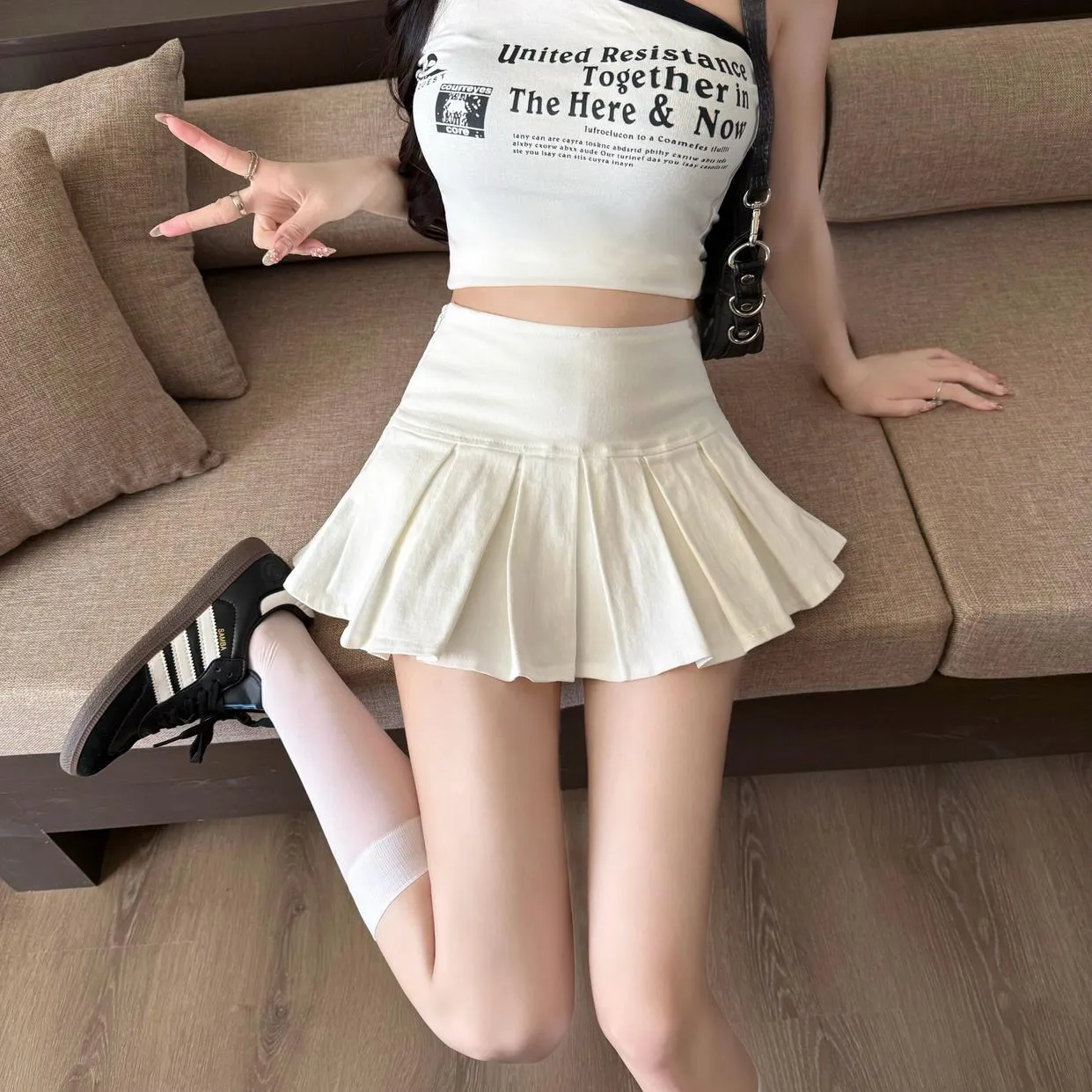 Stylish A-Line Solid Color Pleated Skirt - Perfect Mini Length
