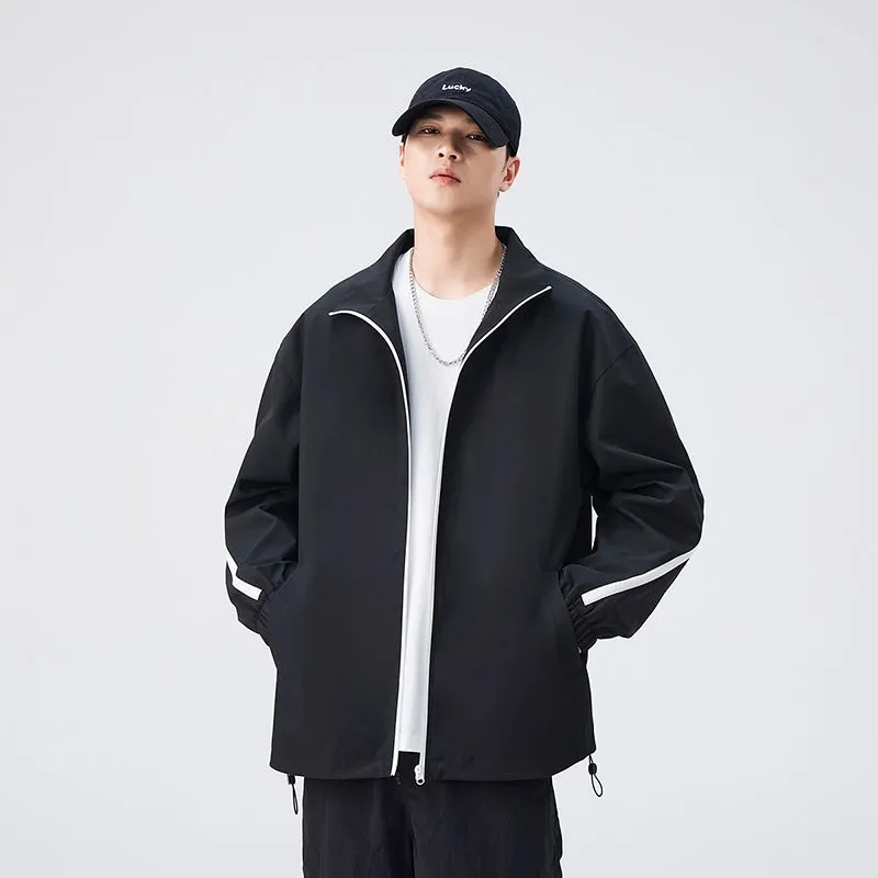 Stylish Patchwork Stand-Up Collar Rain Coat for Men