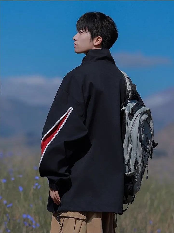 Stylish Patchwork Stand-Up Collar Rain Coat for Men
