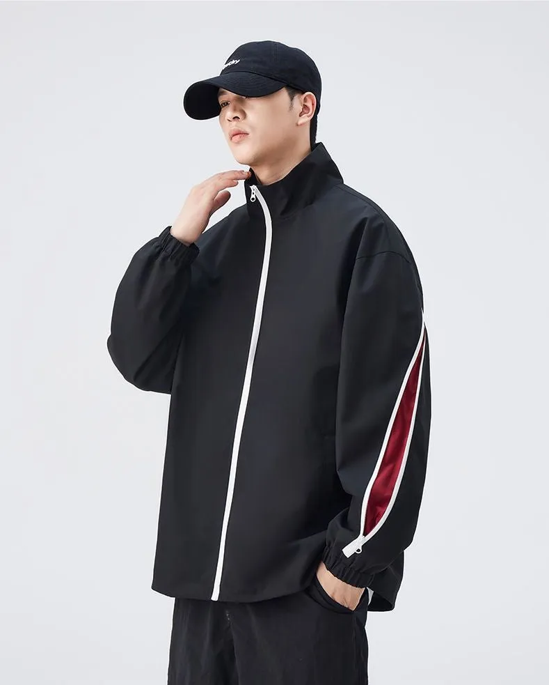 Stylish Patchwork Stand-Up Collar Rain Coat for Men