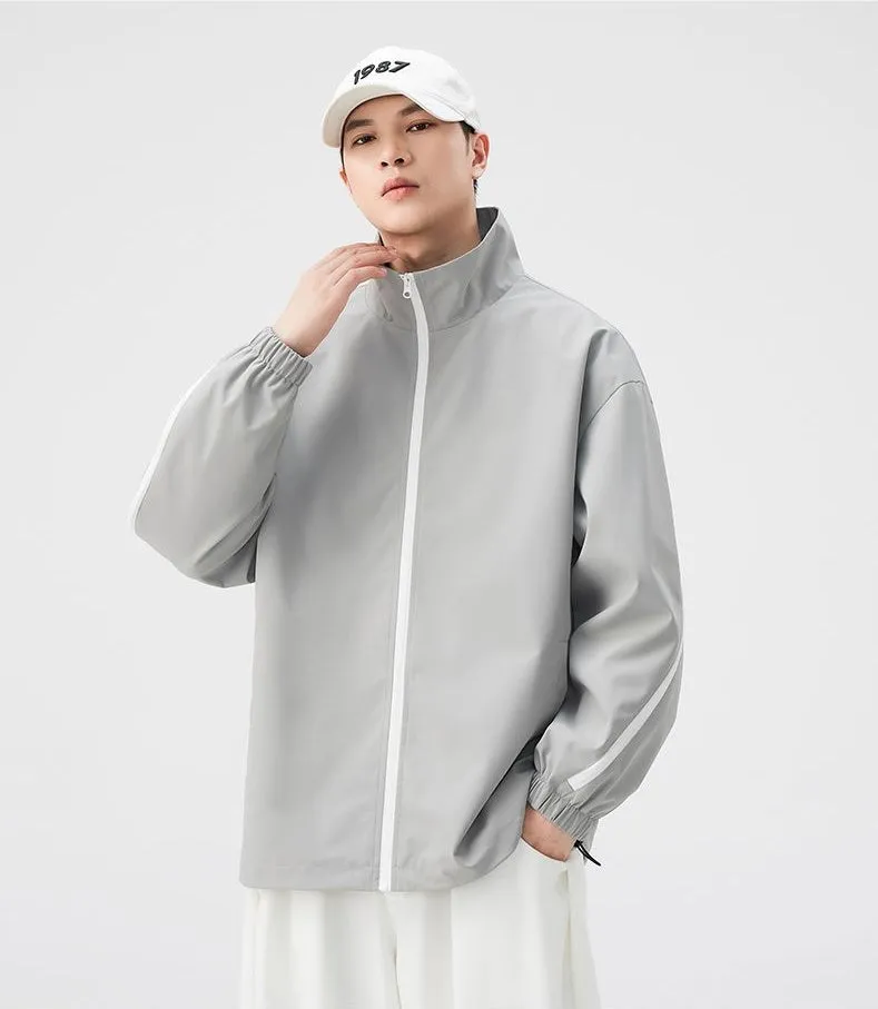 Stylish Patchwork Stand-Up Collar Rain Coat for Men