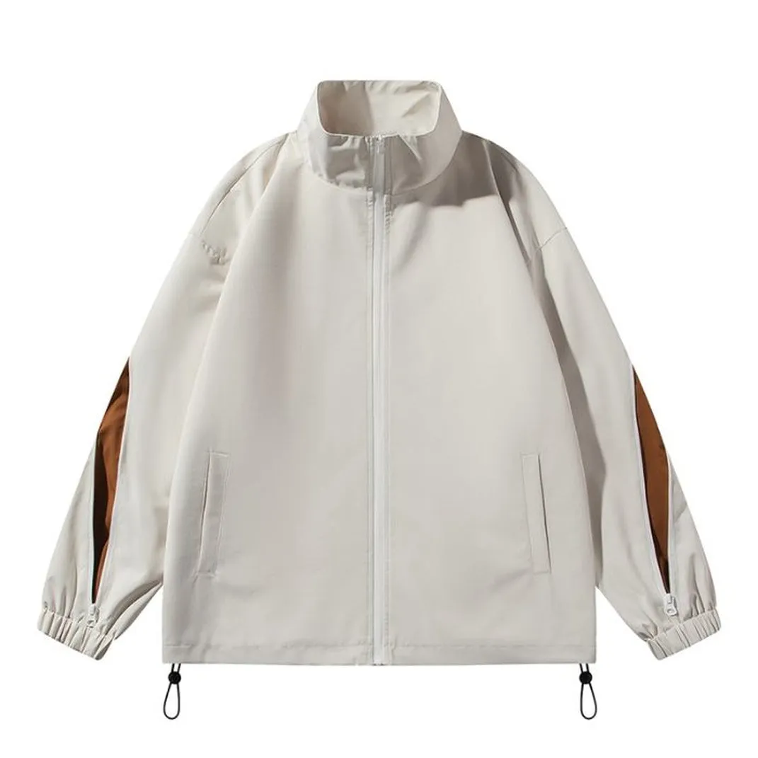 Stylish Patchwork Stand-Up Collar Rain Coat for Men