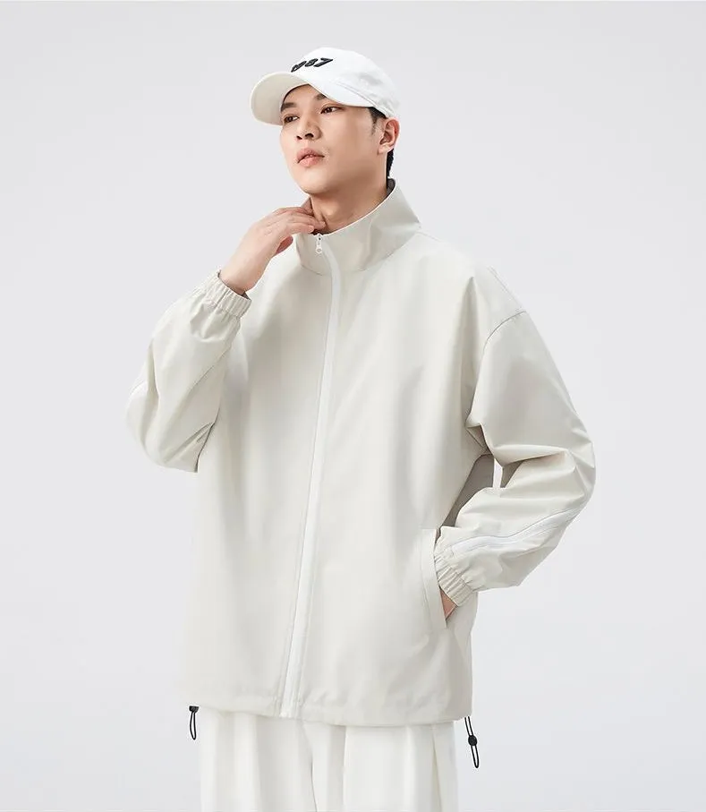 Stylish Patchwork Stand-Up Collar Rain Coat for Men
