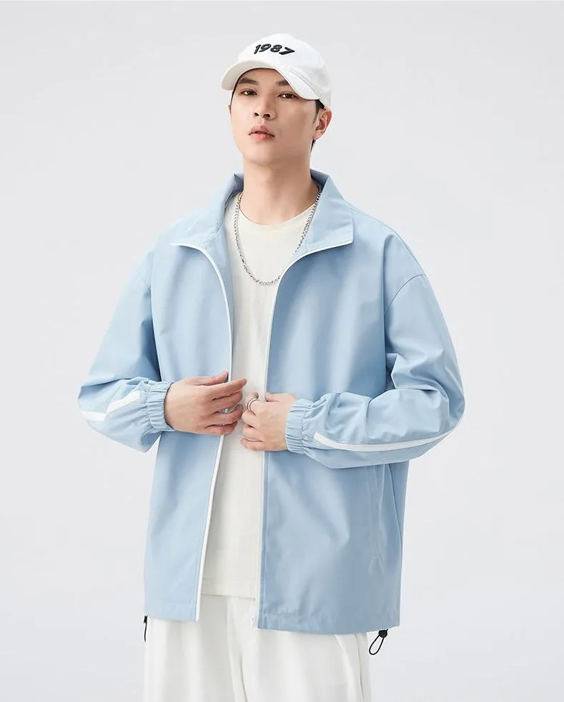 Stylish Patchwork Stand-Up Collar Rain Coat for Men
