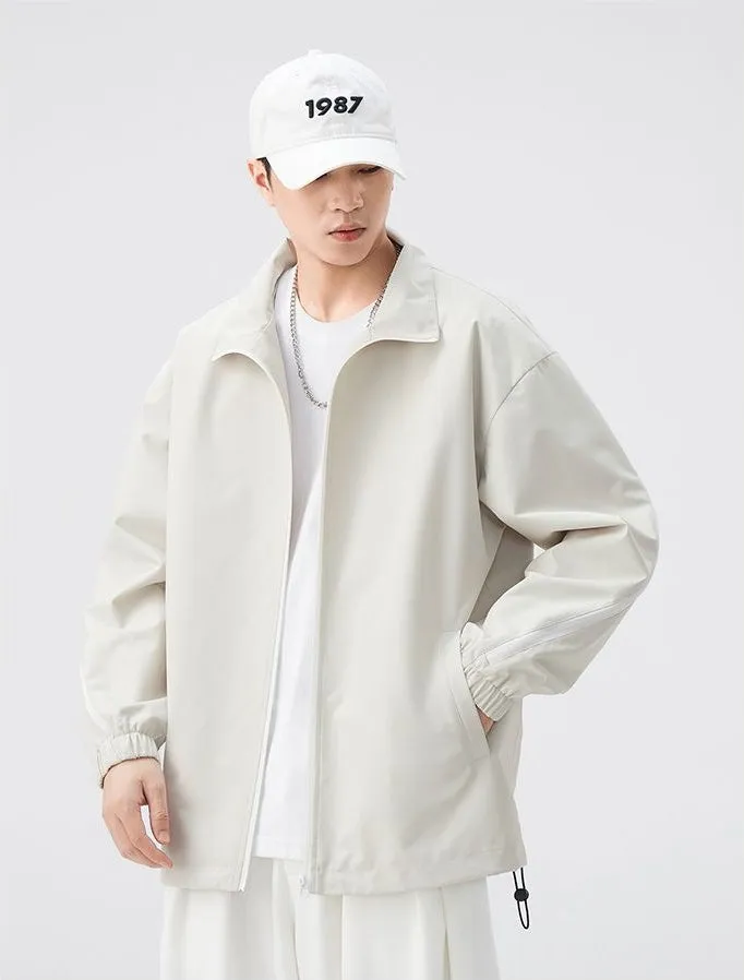 Stylish Patchwork Stand-Up Collar Rain Coat for Men